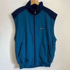 Vintage Louis Garneau Fleece Lined Nylon Blue Vest Jacket Zipper Hiking Biking M
